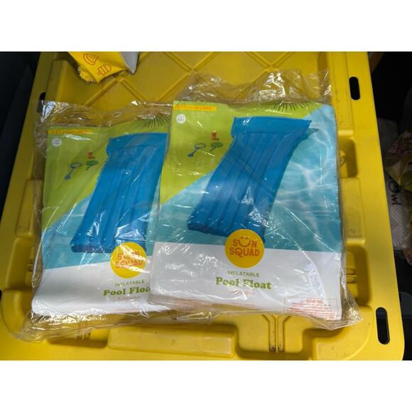 (2) Pack BLUE Sun Squad Inflatable Pool Float Raft Lounger with Pillow 5' 7.5" L - Picture 1 of 2